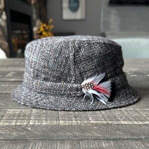 Vintage Jonathan Richard Donegal Tweed Feathered Bucket Hat